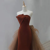 Tulle Velvet Burgundy Long Prom Dress, Burgundy Long Evening Dress HZ1024