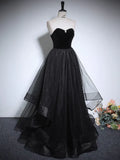Tulle Black Long Prom Dress, Black Long Formal Dress HZ1024