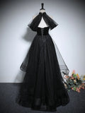 Tulle Black Long Prom Dress, Black Long Formal Dress HZ1024