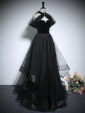 Tulle Black Long Prom Dress, Black Long Formal Dress HZ1024