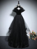 Tulle Black Long Prom Dress, Black Long Formal Dress HZ1024