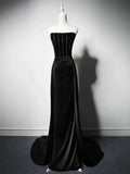 Satin Black Long Prom Dress, Black Long Formal Dress HZ1024