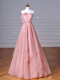 Pink Tulle Long Prom Dress, Pink Long Formal Dress HZ1024