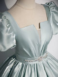 Blue Satin Long Prom Dress, Blue Long Formal Dress HZ1024