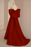 Sweetheart Neck Satin Burgundy Long Prom Dress, Burgundy Long Formal Dress HZ1024