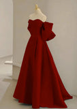 Sweetheart Neck Satin Burgundy Long Prom Dress, Burgundy Long Formal Dress HZ1024