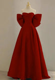 Sweetheart Neck Satin Burgundy Long Prom Dress, Burgundy Long Formal Dress HZ1024
