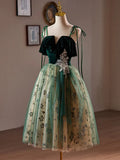 Tulle Lace Sequin Green Short Prom Dress, Green Homecoming Dress HZ1024