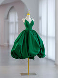 Neck Satin Green Prom Dress, Green Formal Evening Dresses HZ1024