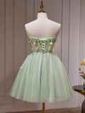 A-Line Tulle Short Prom Dress, Cute Green Homecoming Dresses HZ1024