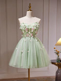 A-Line Tulle Short Prom Dress, Cute Green Homecoming Dresses HZ1024