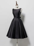 A-Line Satin Black Short Prom Dress, Black Homecoming Dress HZ1024