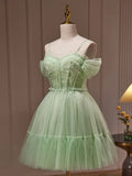 Green Sweetheart Neck Short Prom Dress, Green Homecoming Dress HZ1024