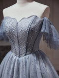 Tulle Dusty Blue Short Prom Dress, Dusty Blue Homecoming Dress HZ1024