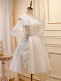 Champagne Tulle Short Prom Dress, Champagne Homecoming Dresses HZ1024