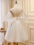Champagne Tulle Short Prom Dress, Champagne Homecoming Dresses HZ1024
