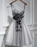 Sweetheart Neck Tulle Lace Short Prom Dress, Cute Homecoming Dress HZ1024