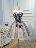 Sweetheart Neck Tulle Lace Short Prom Dress, Cute Homecoming Dress HZ1024