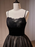 Lace Tulle Black Short Prom Dress, Black Homecoming Dress HZ1024