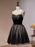 Lace Tulle Black Short Prom Dress, Black Homecoming Dress HZ1024