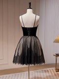 Lace Tulle Black Short Prom Dress, Black Homecoming Dress HZ1024