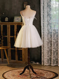 Beige Tulle Short Prom Dress, Beige Cute Homecoming Dress HZ1024