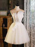 Beige Tulle Short Prom Dress, Beige Cute Homecoming Dress HZ1024