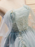 Tulle Off Shoulder Green Short Prom Dress, Green Cute Homecoming Dresses HZ1024