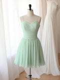 Sweetheart Neck Chiffon Green Short Prom Dress, Green Homecoming Dress HZ1024