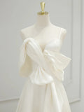 Sweetheart Neck Satin ivory Long Prom Dress, ivory Long Formal Dress HZ1024