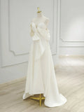 Sweetheart Neck Satin ivory Long Prom Dress, ivory Long Formal Dress HZ1024
