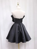 Tulle Satin Short Prom Dress, Black Homecoming Dress HZ1024