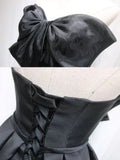 Tulle Satin Short Prom Dress, Black Homecoming Dress HZ1024