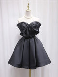 Tulle Satin Short Prom Dress, Black Homecoming Dress HZ1024