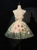3D Flower Tulle Short Prom Dress, Cute Champagne Homecoming Dress HZ1024