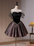 Mini Short Prom Dress, Sweetheart Neck Black Cute Homecoming Dress HZ1024