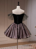Mini Short Prom Dress, Sweetheart Neck Black Cute Homecoming Dress HZ1024
