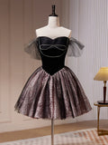 Mini Short Prom Dress, Sweetheart Neck Black Cute Homecoming Dress HZ1024