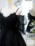 A-Line Tulle Lace Short Prom Dress, Black Homecoming Dresses HZ1024