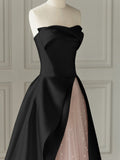 Satin Tulle Pink Long Prom Dress, Pink Long Formal Dress HZ1024