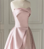 Satin Tulle Pink Long Prom Dress, Pink Long Formal Dress HZ1024