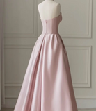 Satin Tulle Pink Long Prom Dress, Pink Long Formal Dress HZ1024