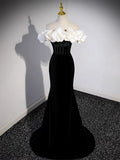 Off Shoulder Mermaid Long Prom Dress, Black Long Formal Dress HZ1024