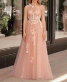 One Shoulder Tulle Lace Black Prom Dress, Black Long Evening Dress HZ1024