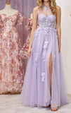 One Shoulder Tulle Lace Black Prom Dress, Black Long Evening Dress HZ1024