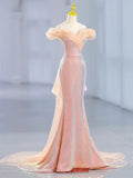 Mermaid Tulle Off Shoulder Sweetheart Party Dress, Sequins Prom Dress HZ1024