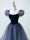 A-Line Tulle Long Prom Dress, Purple Formal Dress HZ1024