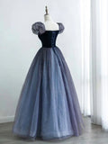 A-Line Tulle Long Prom Dress, Purple Formal Dress HZ1024