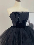 Tulle Black Long Prom Dress, Black Formal Evening Dress HZ1024