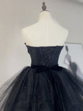 Tulle Black Long Prom Dress, Black Formal Evening Dress HZ1024
